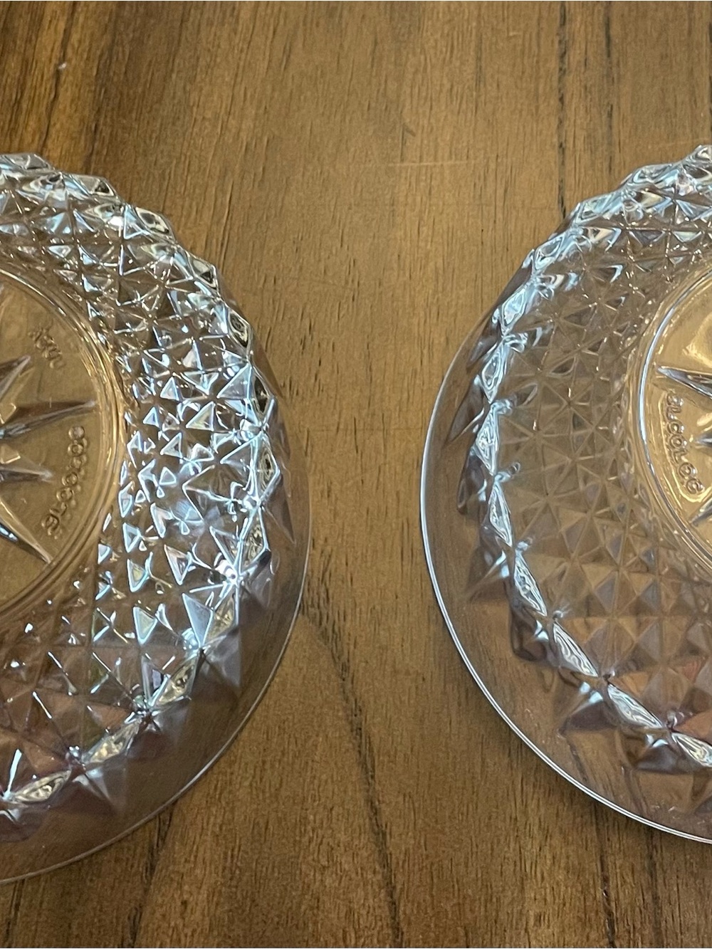 Vintage Arcoroc Diamant Starburst Diamond Cut Glass Dessert/Salad Bowls Set of 2